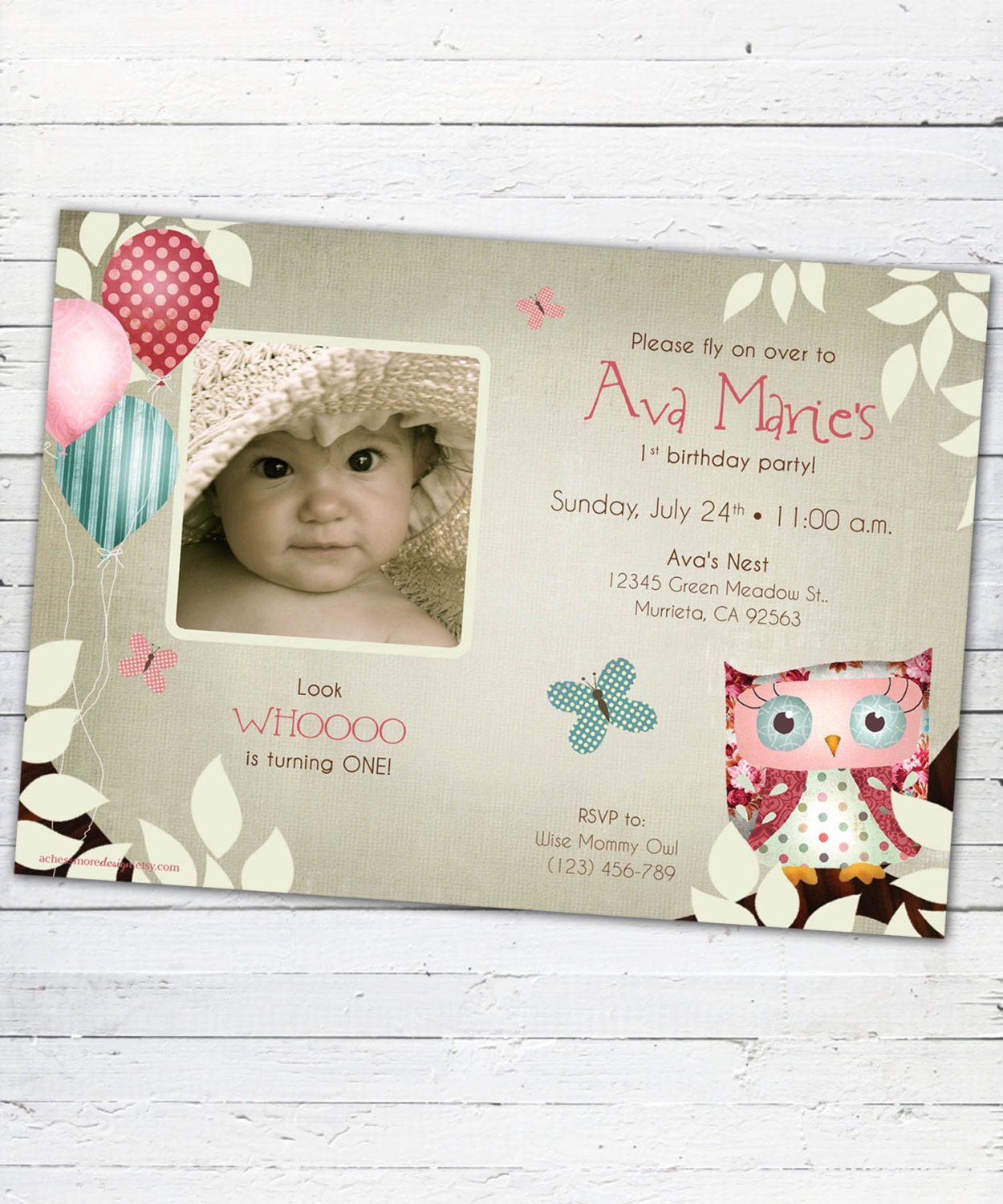 Owl Birthday Invitation-- Custom Photo Card Il_170x135
