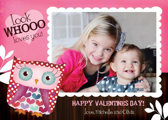 Valentines Photo Card -- Whooo Loves You Il_570xn