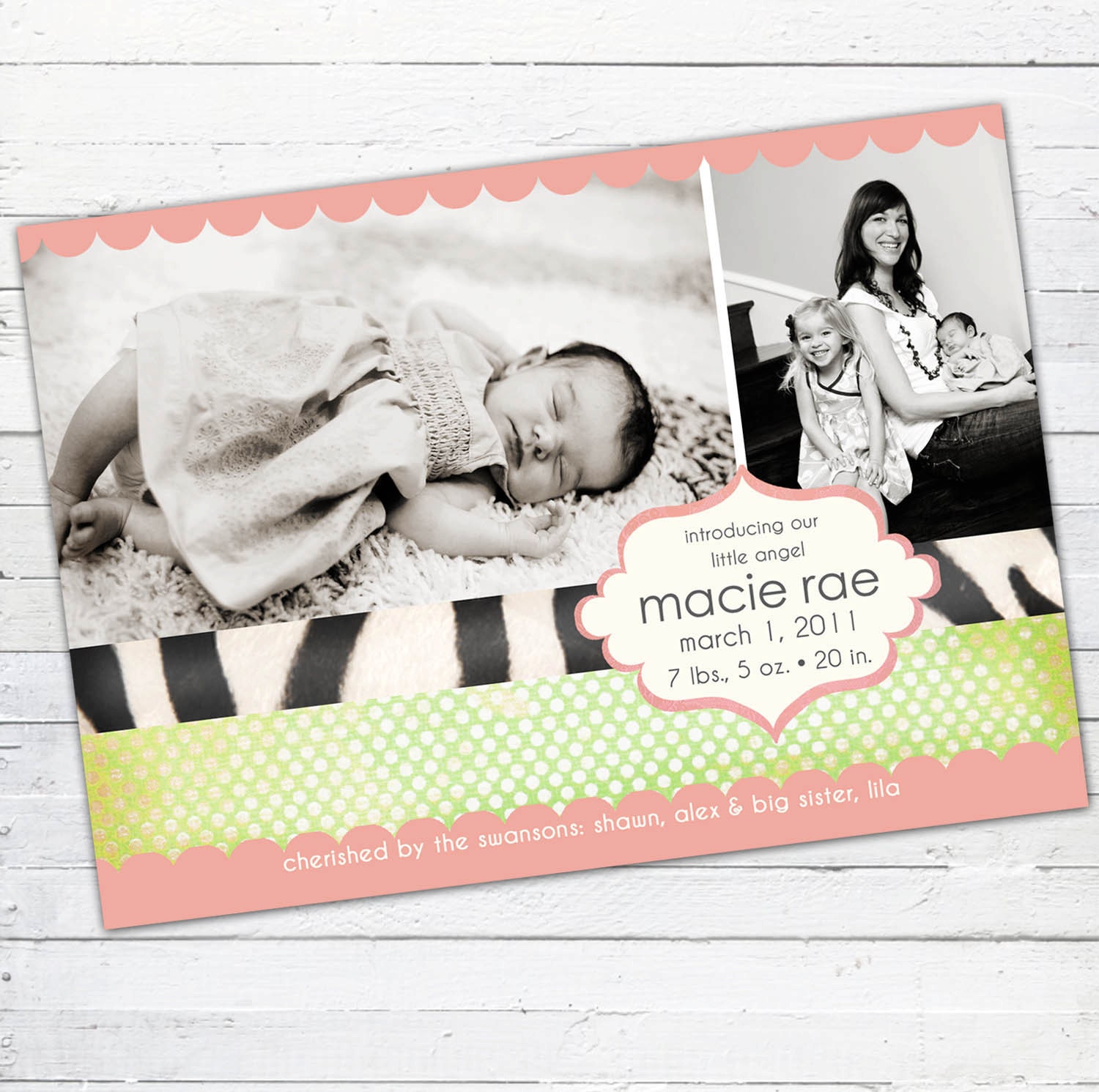 Birth Announcement Photo Card (girl) -- Boutique Il_570xn