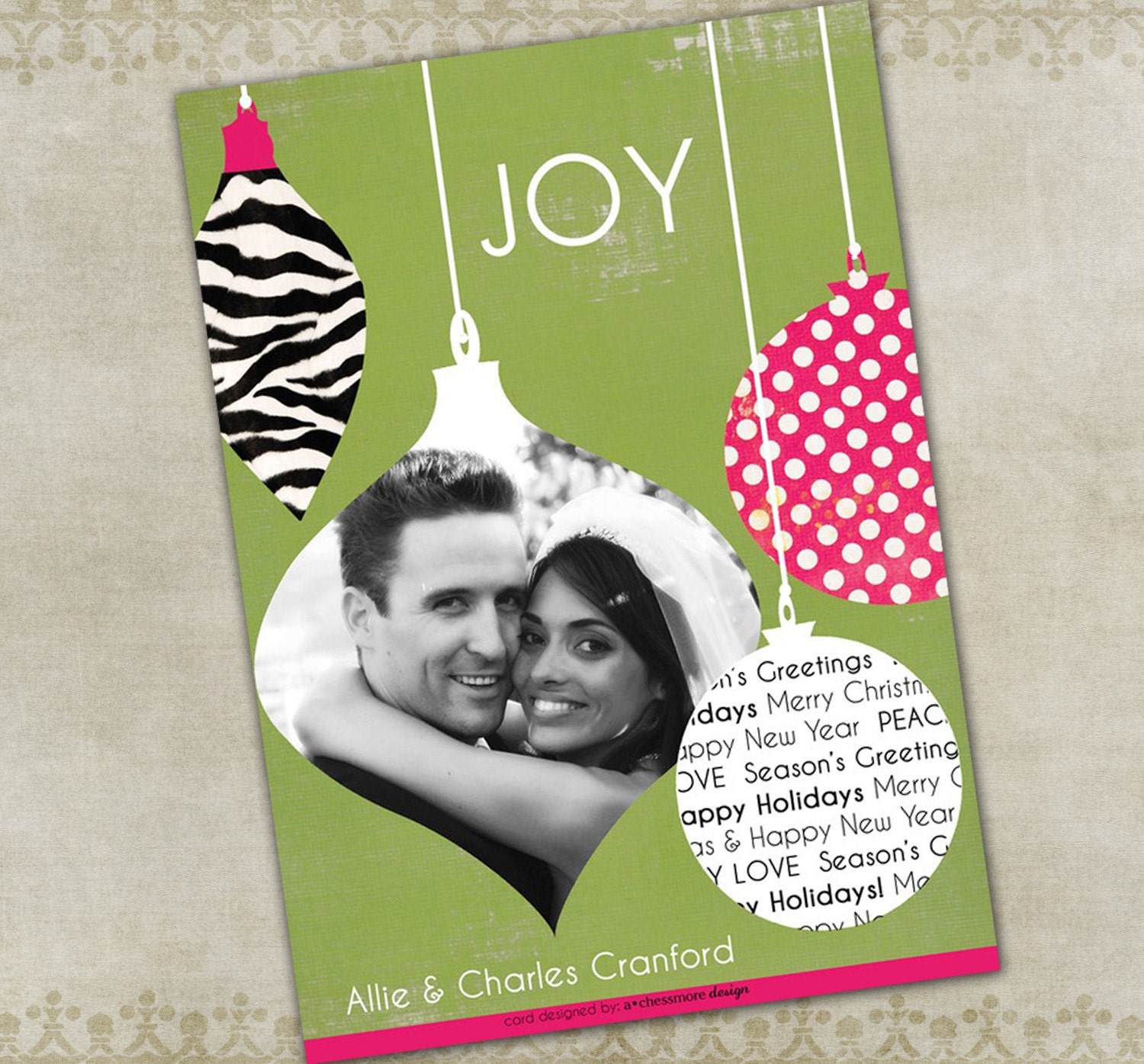 Holiday Photo Card --JOY (Green) Il_570xn
