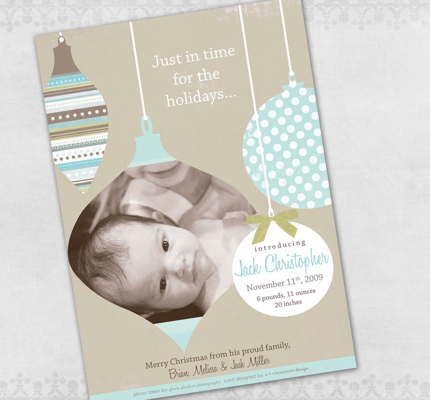 Birth Announcement Holiday Photo Card Template (boy)-- Out On A Limb Il_570xn