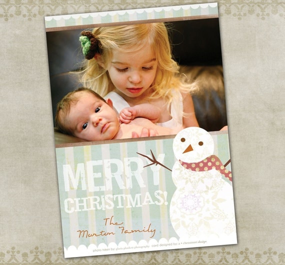 Holiday Photo Card-- Snowman Il_570xn