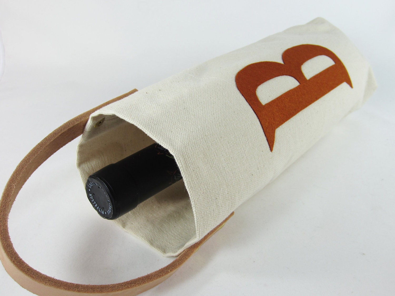 Canvas Wine Bag Monogram Customized Eco Friendly Personalized Hostess Party Bottle Tote