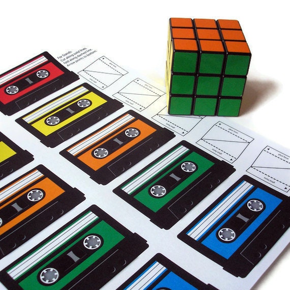 Mix Tape Printable PDF Tags - With your choice of up to 10 colors