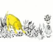 20 % OFF  giclee print, fine art ,simulating yellow dog