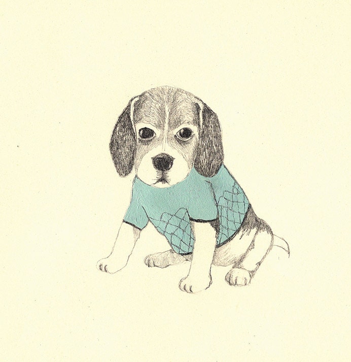 giclee print, fine art, dressed puppy
