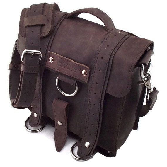 Rugged Brown iPad Safari Messenger Bag with Leather Strap - 100% Leather - Made in the U.S.A. - Water Resistant