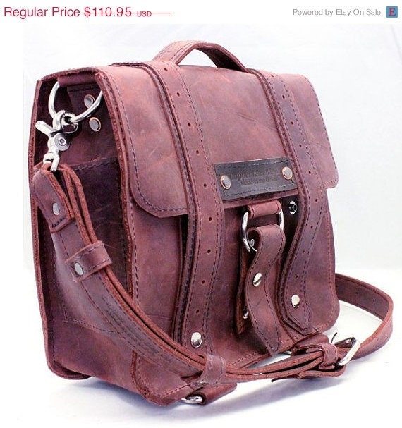 Memorial day 2012 iPad Safari Bag - Burgundy - Thick Full Grain Leather - Hand Crafted - Made in the U.S.A. - Water Resistant