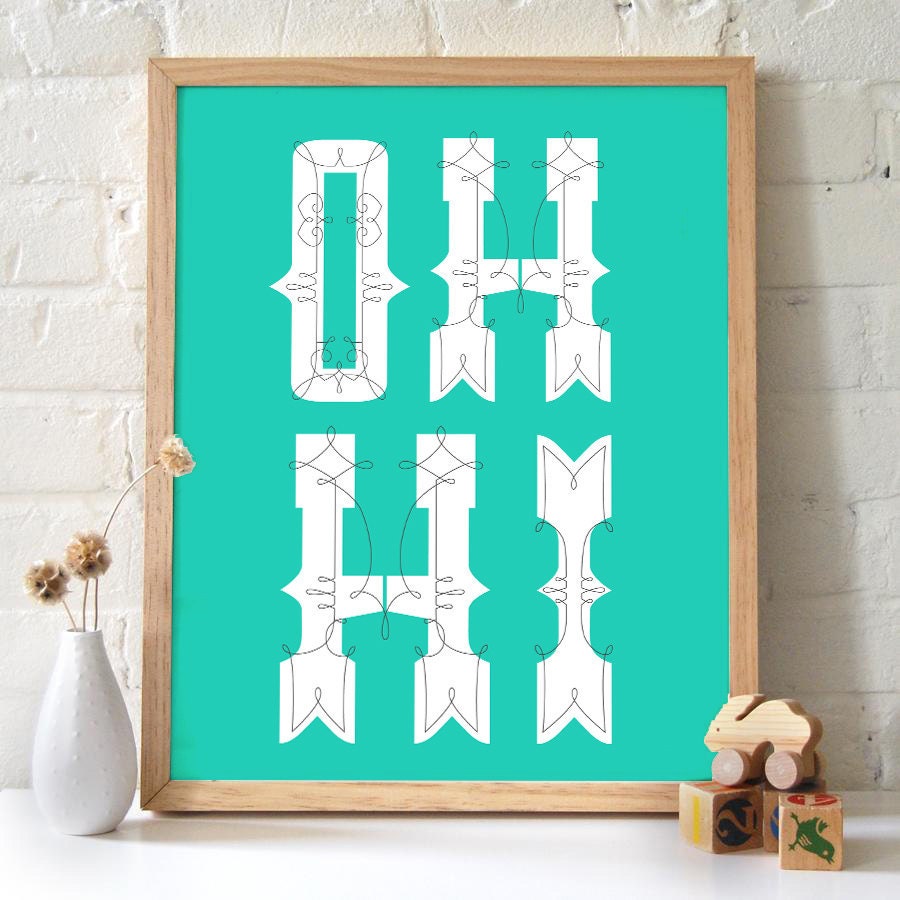 11x14 Oh Hi Print. Typography. Seafoam background - 151