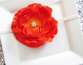 Eden- Tomato Orange Ruffle Ranunculus Skinny Headband