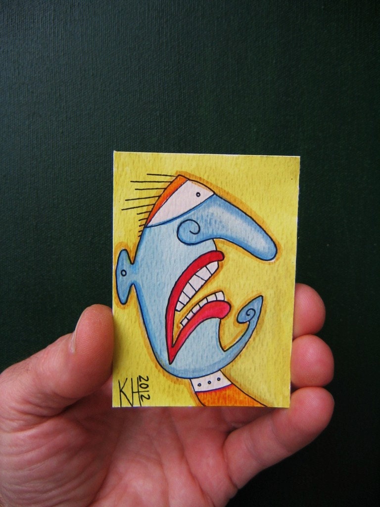 OMG - J2, ACEO, Original Watercolor, Reserved for Judith