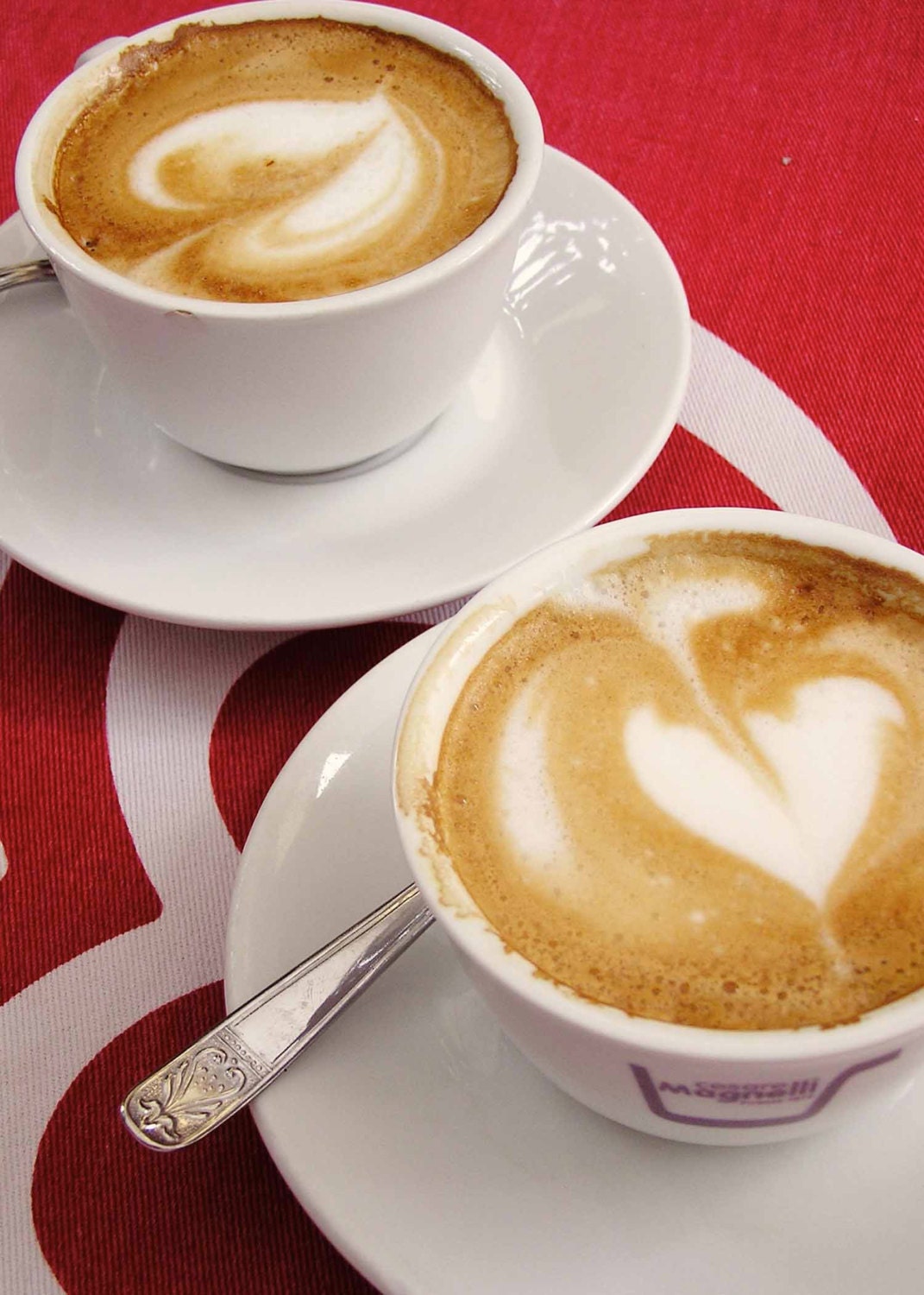 valentines hearts, coffee hearts, coffee photo, coffee print, kitchen art, cappuccino, crimson red, red and white, travel photo, shabby chic