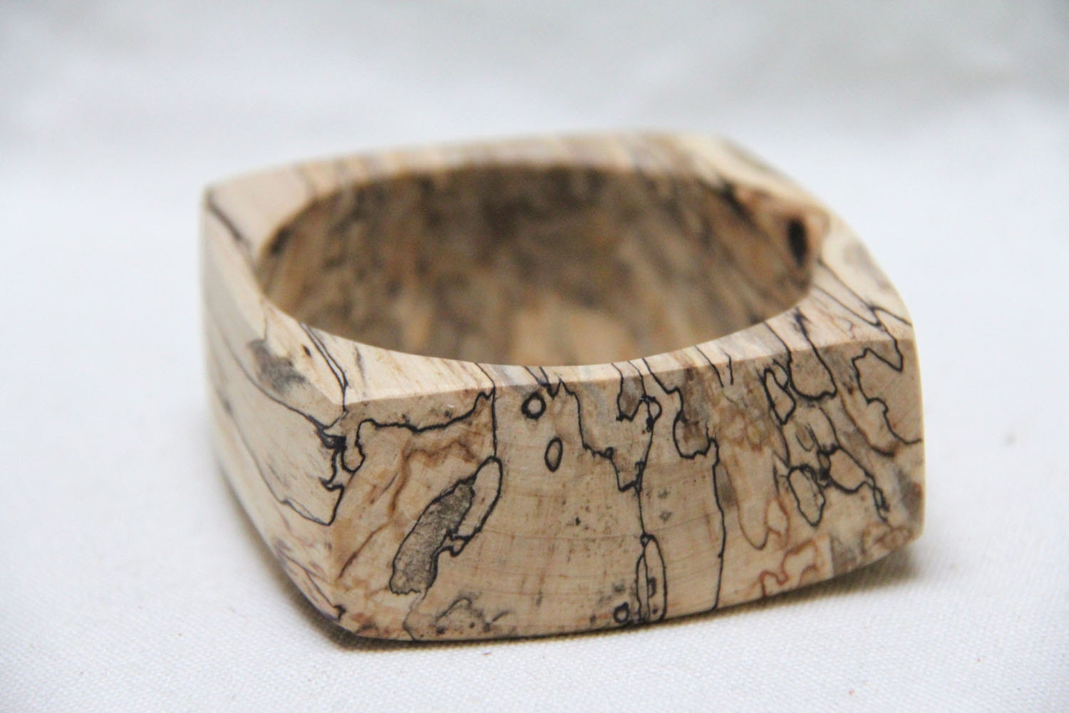 calico -  natural wood bangle in spalted maple - large