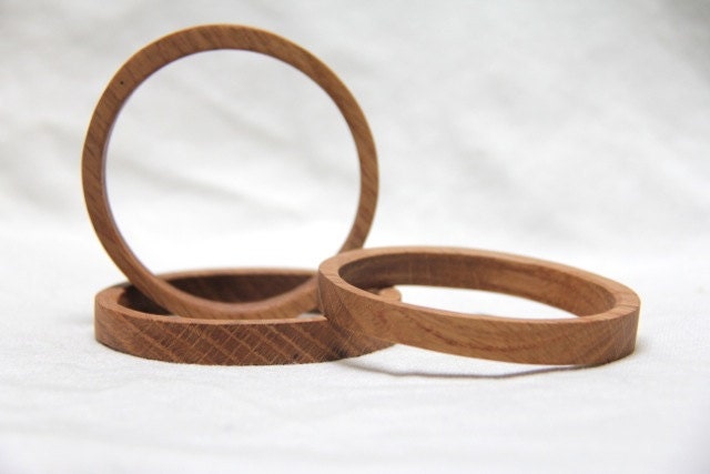 skinny trio - natural wood bangles in oak - large
