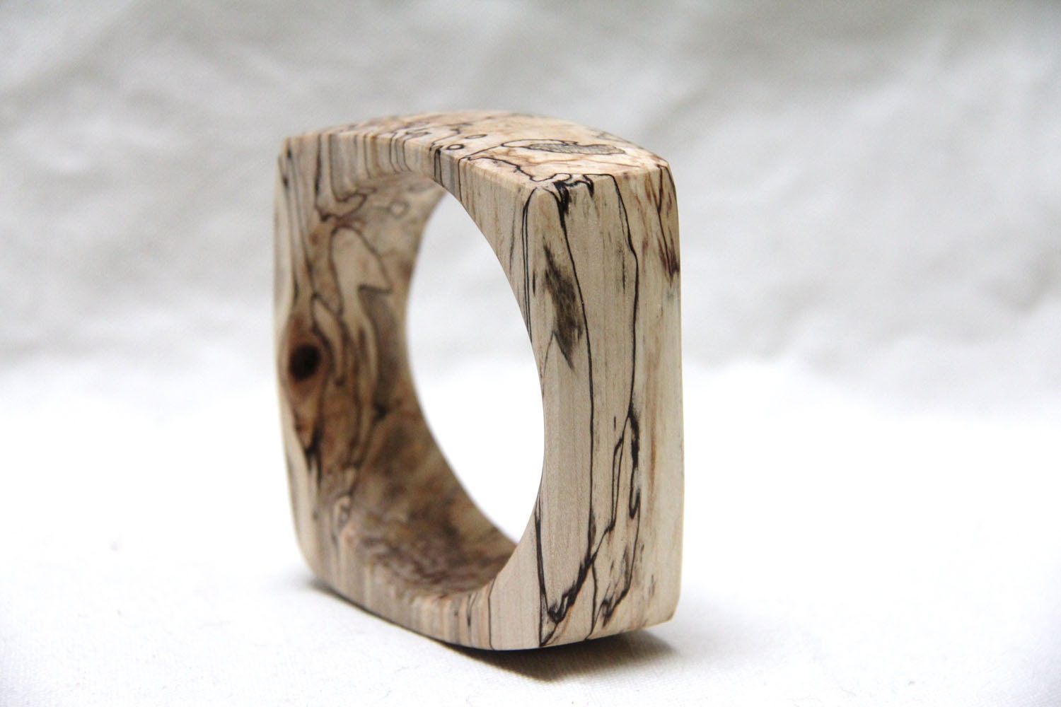 calico -  natural wood bangle in spalted maple - large