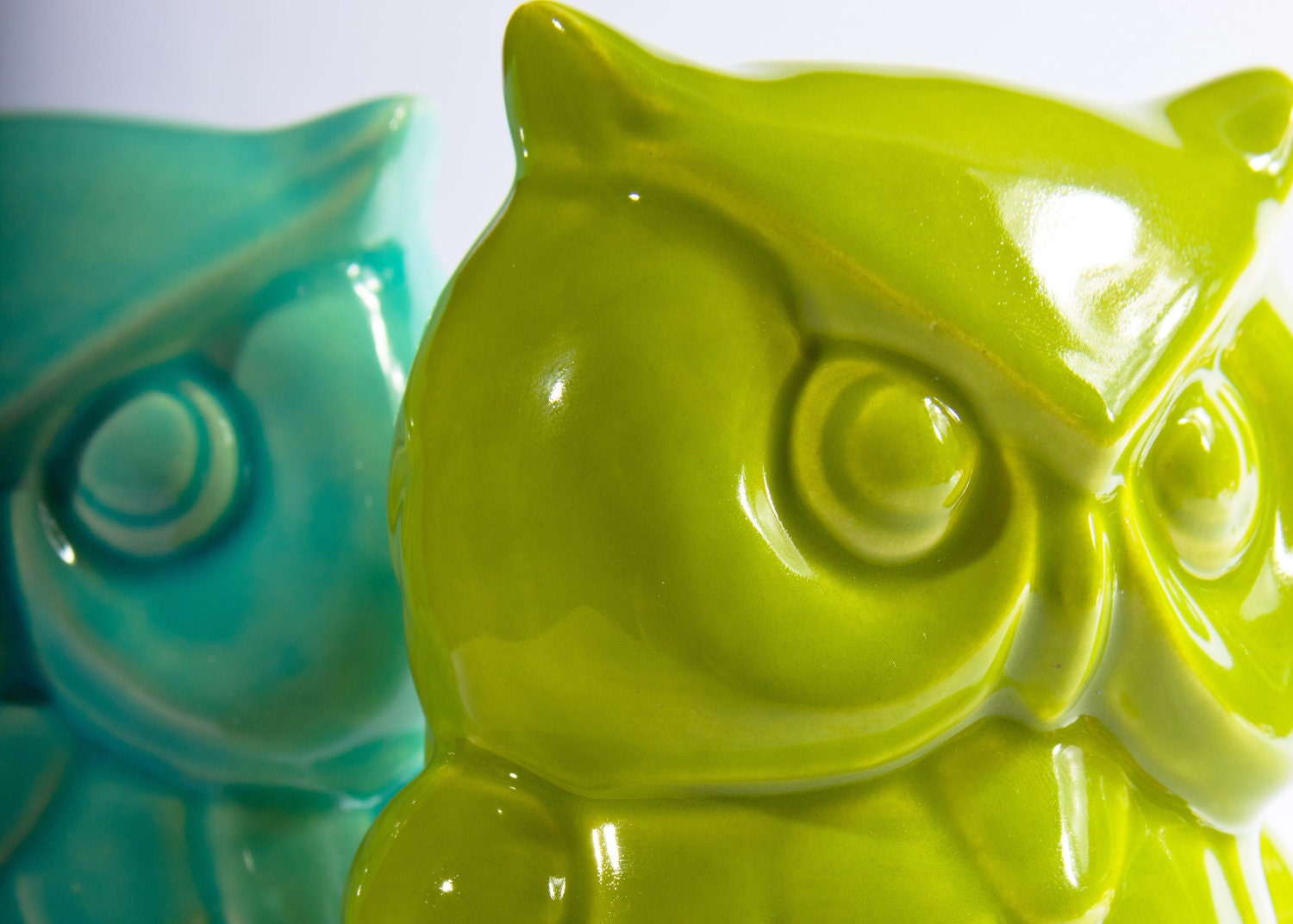 Vintage Ceramic Owl Coin Bank, Kiwi Green