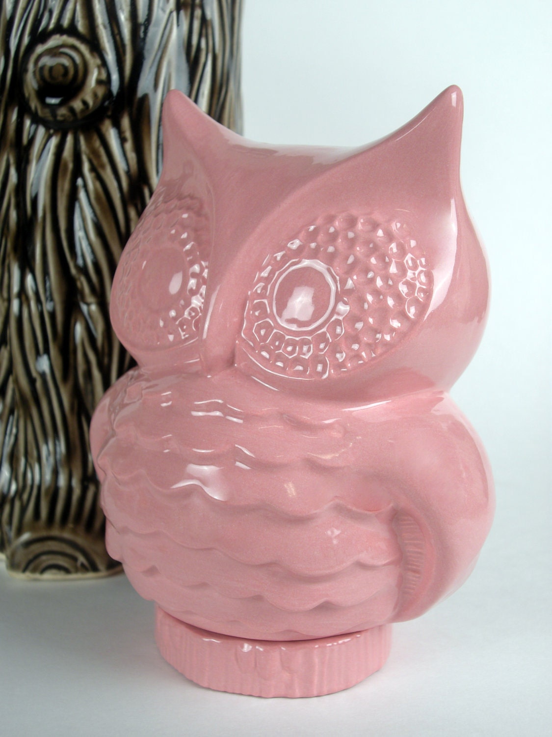 Vintage Ceramic Owl Coin Bank Pink by modclay on Etsy