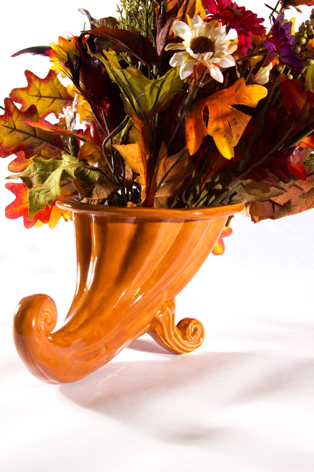 Vintage Ceramic Cornucopia, Horn of Plenty