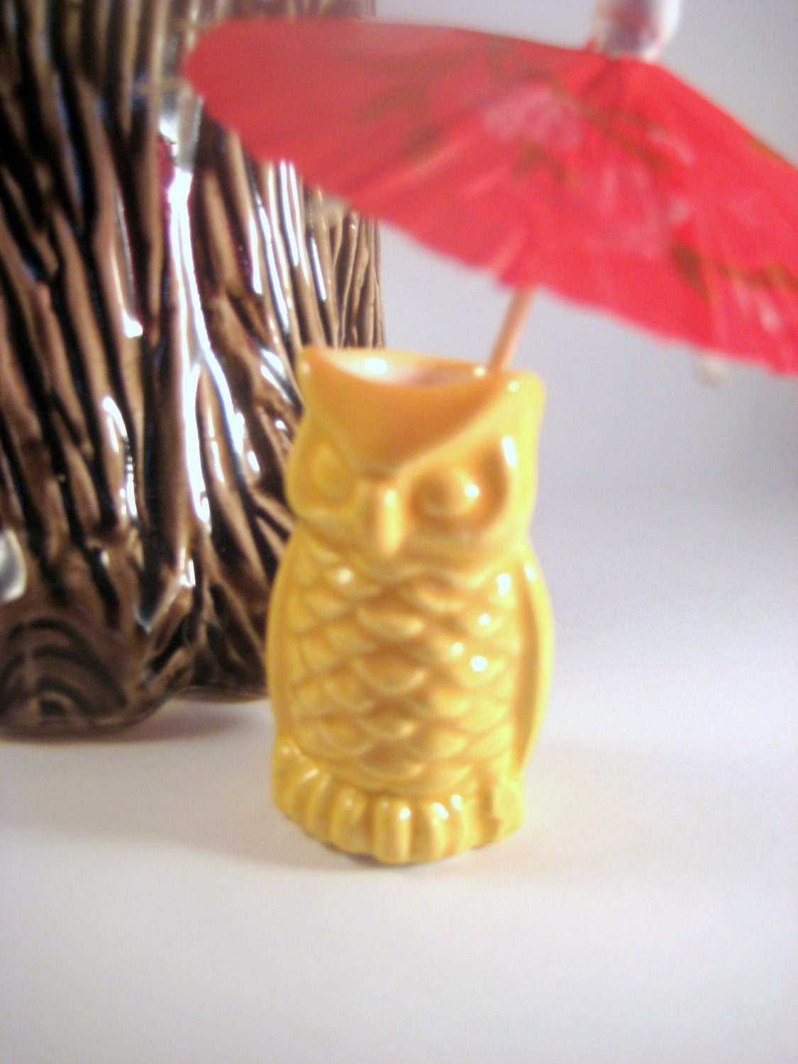 Vintage Ceramic Owl Toothpick Holder, Sun Yellow