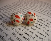 Inspired Floral Fabric Button Earrings