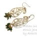 Gold paisley earrings indian green swarovski crystals