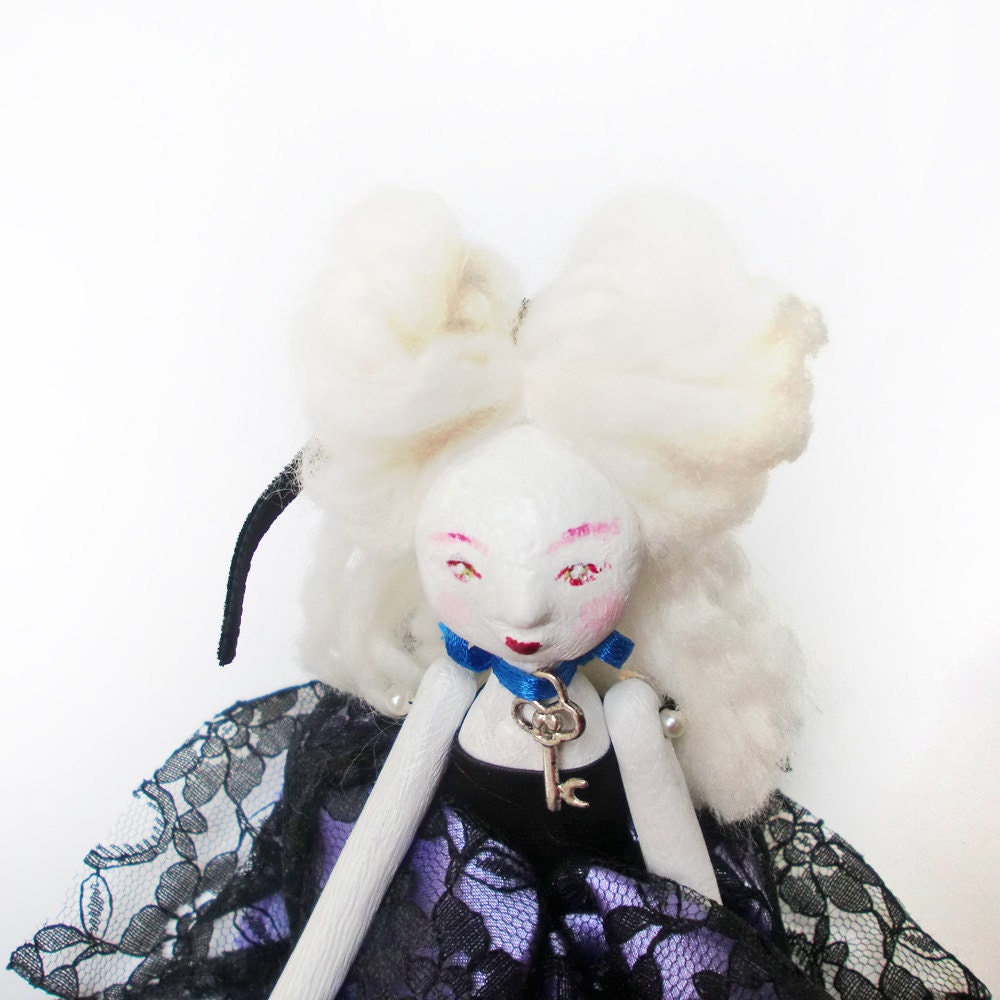 Art Doll - Halloween - Lily the Vegan Vampire Doll - Original Handmade Paper Clay Doll - One Of A Kind