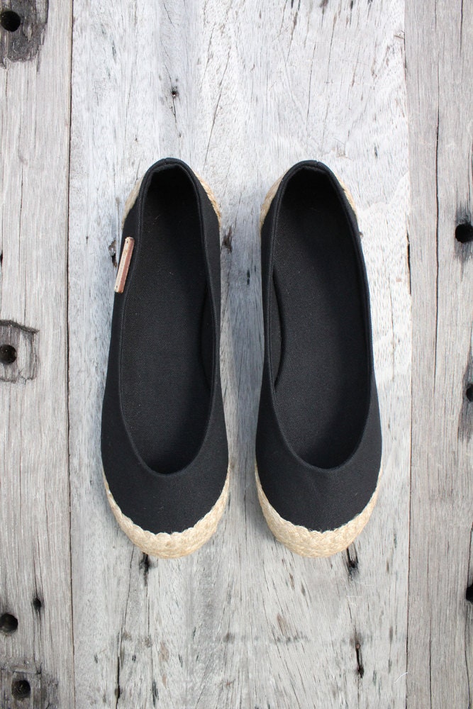 Black Ballet Flat Espadrilles - Available in  7, 8, 9 US Sizing /  37.5, 38.5, 40 EUR Sizing