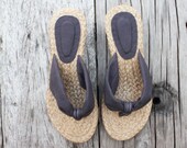 Dark Grey Thong Wedge Espadrilles - Available in 6, 7, 8, 9 US Sizing / 36, 37.5, 38.5, 40 EUR Sizing