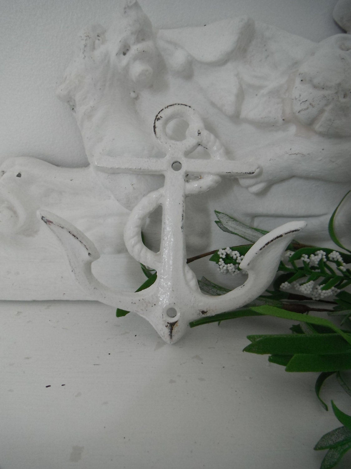 nautical anchor wall hook beach house shabby chic french country bathroom distressed hook cottage chic wall hook double hook