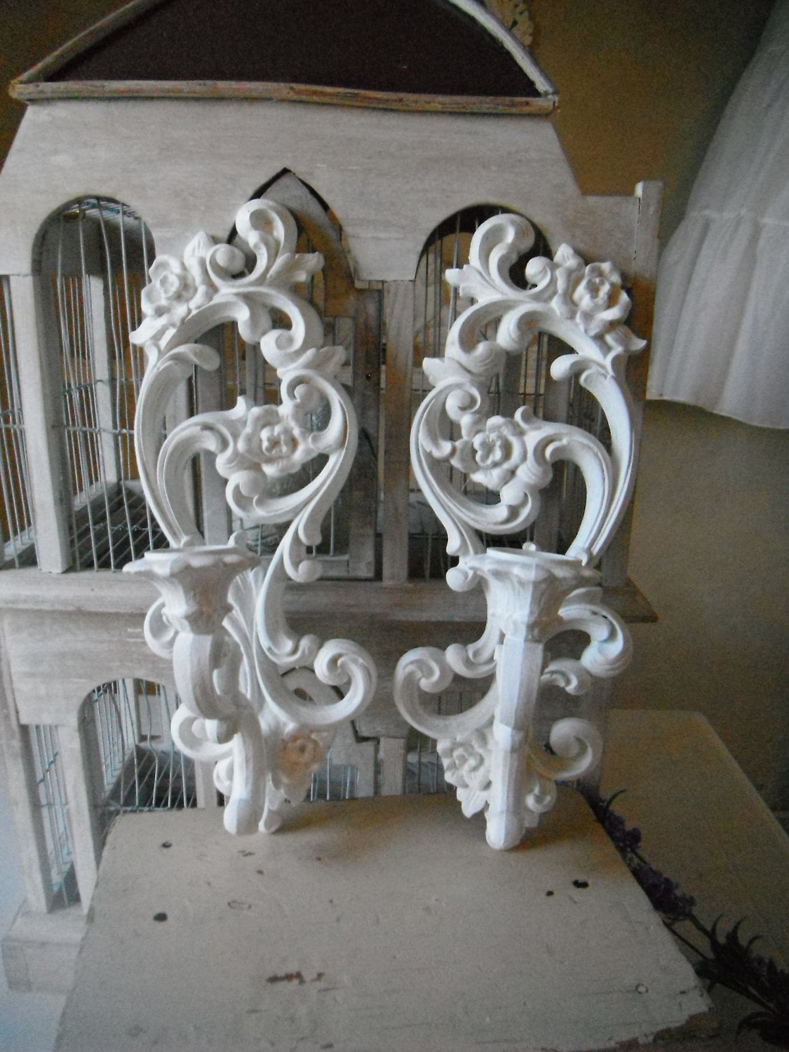 RESERVED Candle wall sconces wall decor baroque by ShabbyRoad