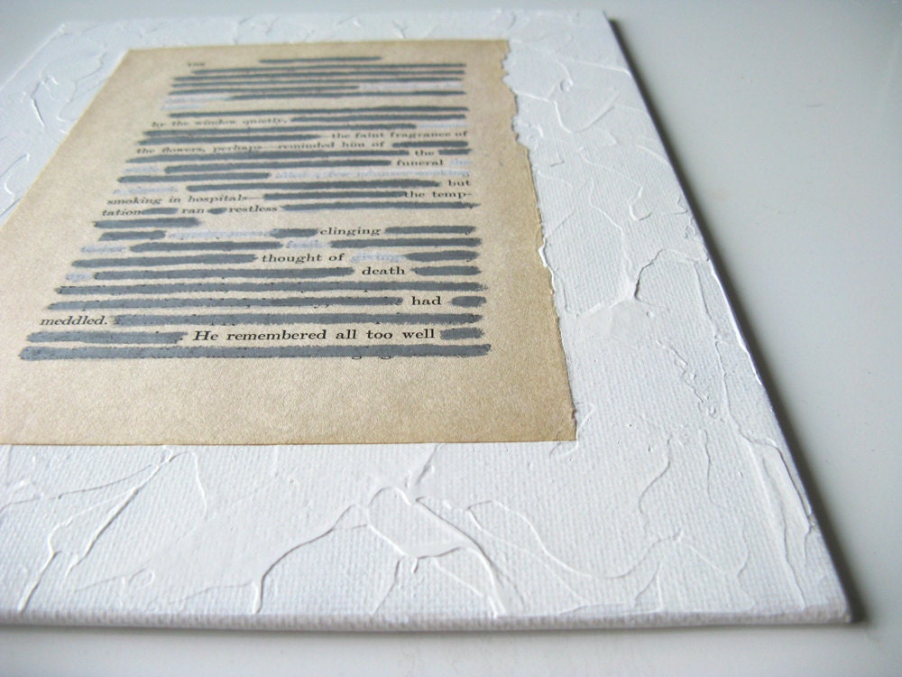 erasure poetry. original ooak found poem. white funeral