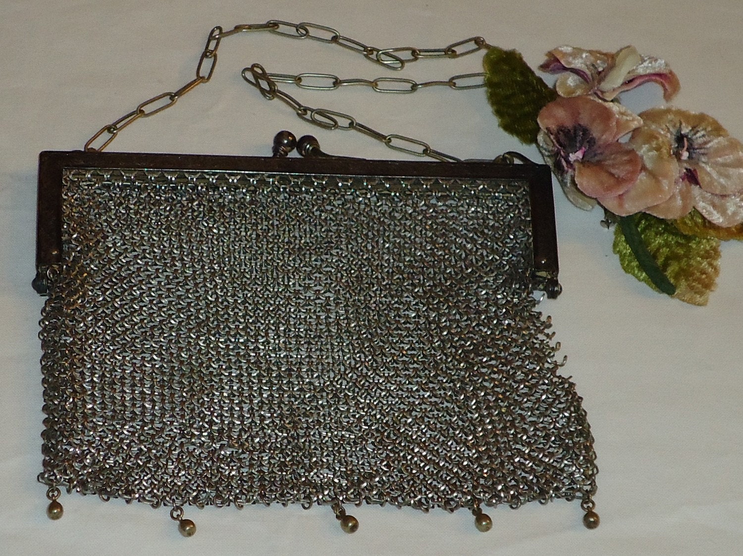 antique german silver mesh purse