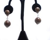 Vintage 1960s Wood-Look Plastic Earrings