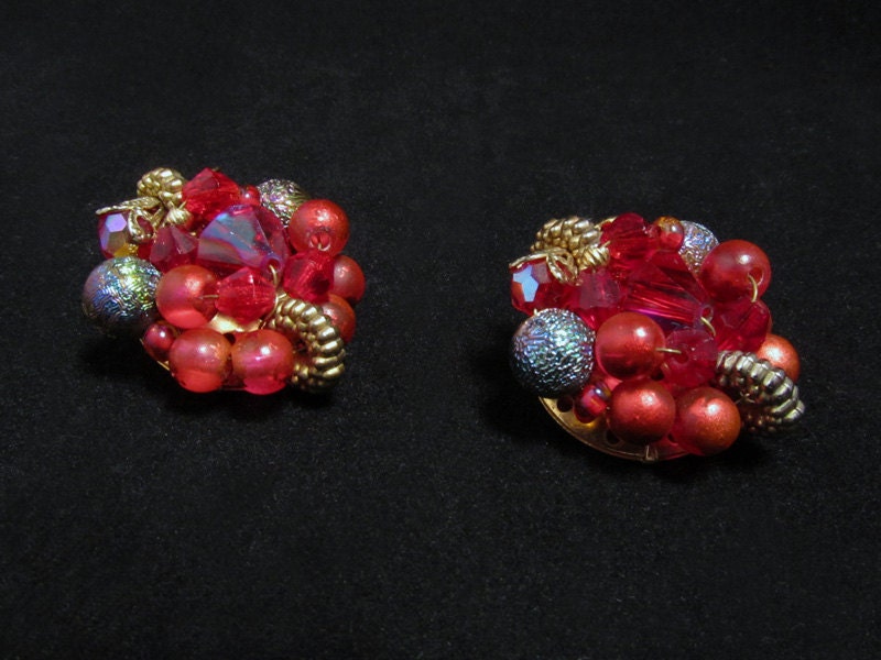 Festive Vintage Bead Cluster Earrings