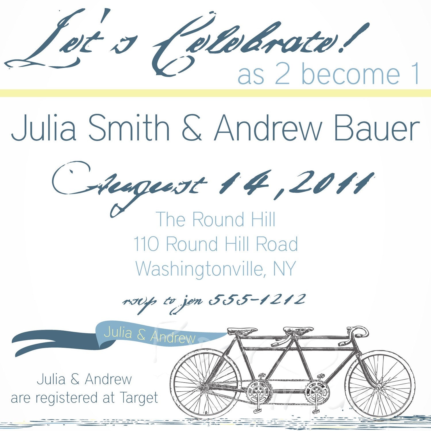TANDEM BICYCLE Bridal Shower/Jack & Jill Shower/Evite/Party Invitation - You Print Il_570xn