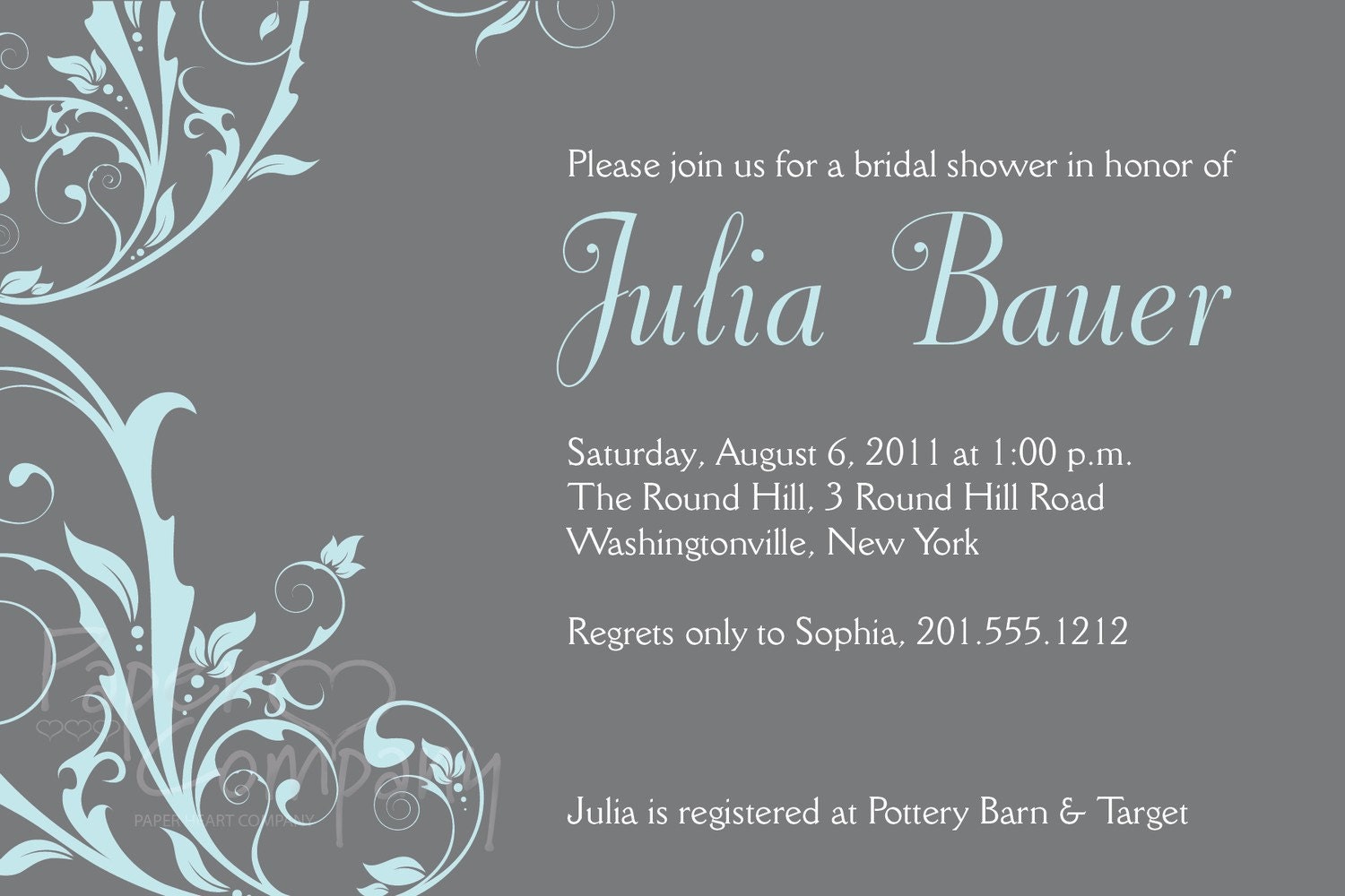 CURVY FLEURISHES Bridal Shower Party Event Printable Invitation Il_570xn