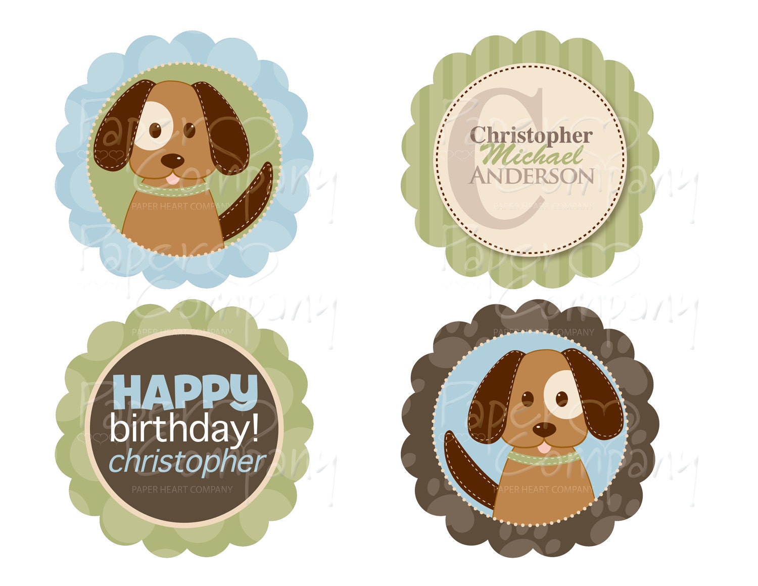 LITTLE DOGGIE designs for cupcake toppers, stickers, labels - You Print, diy Il_570xn