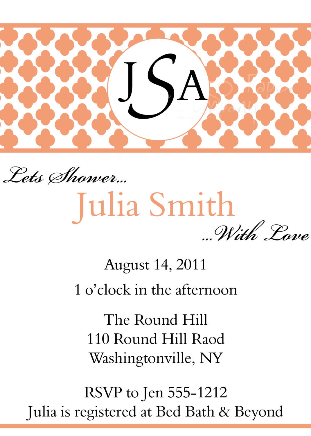 CLOVER MONOGRAM Bridal Shower/Jack & Jill Shower/Evite/Party Invitation - You Print Il_570xn