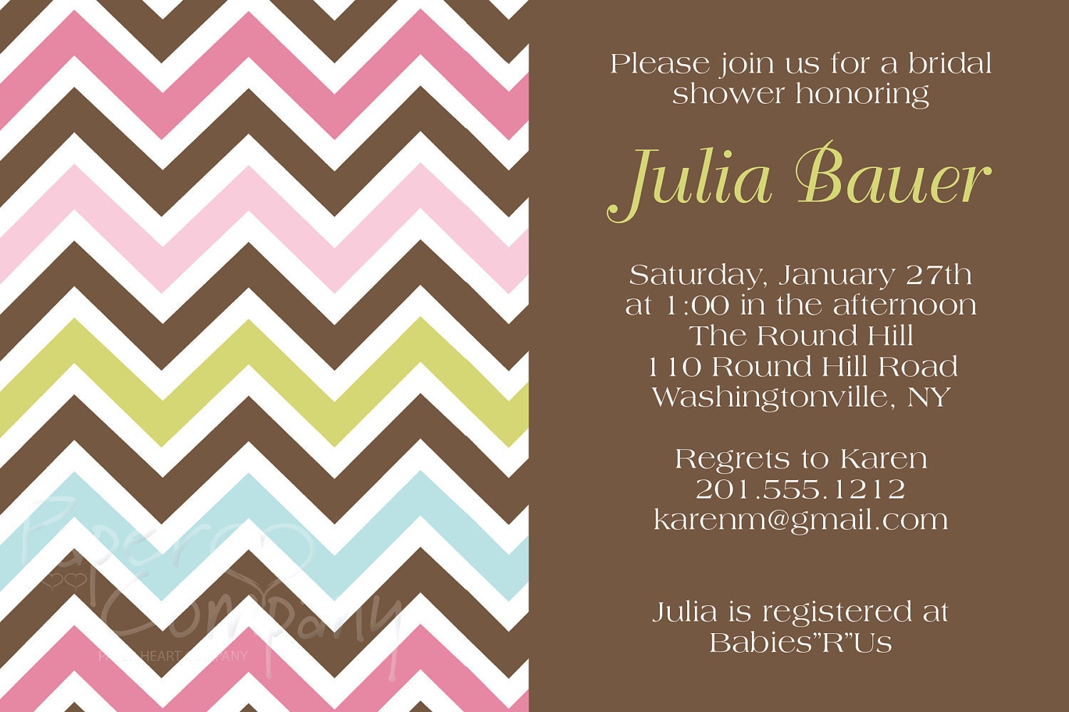 CHEVRON STRIPE Baby Shower Party Event Printable Invitation Il_570xn