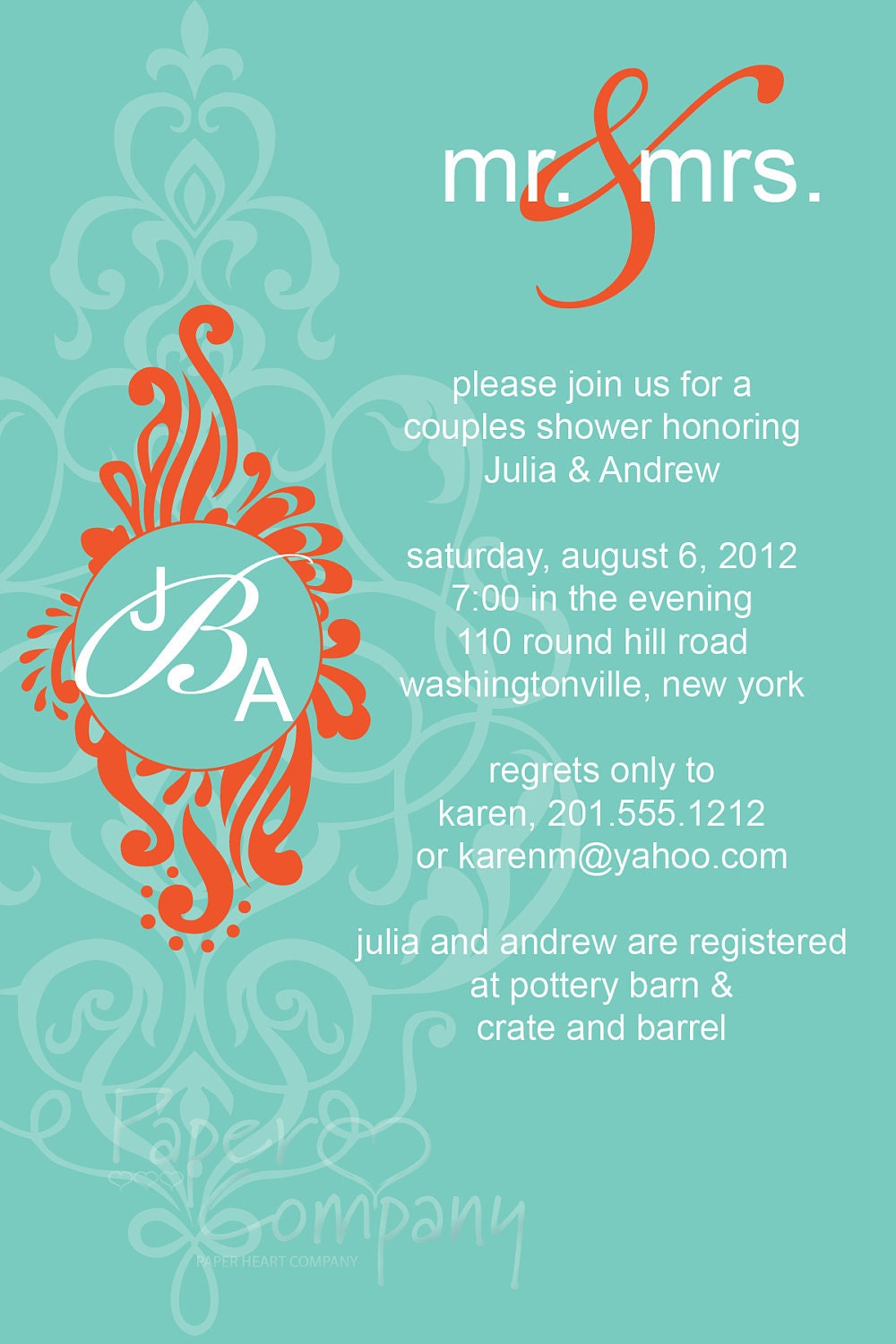 mrs & mrs Monogram Bridal Shower Invitation - You Print Il_570xn