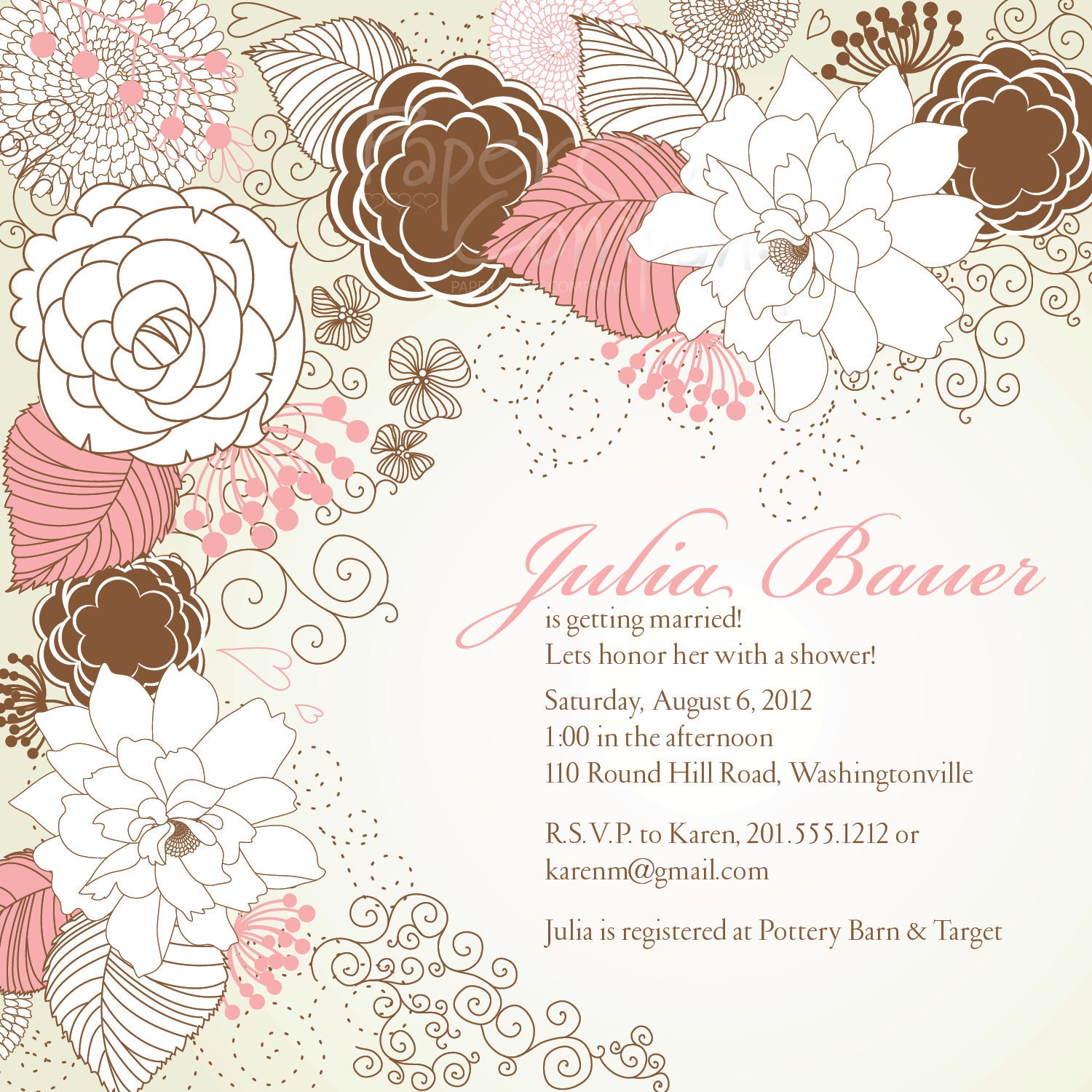 FLORAL WHIMSY Bridal Shower Baby Shower Invitation - You Print