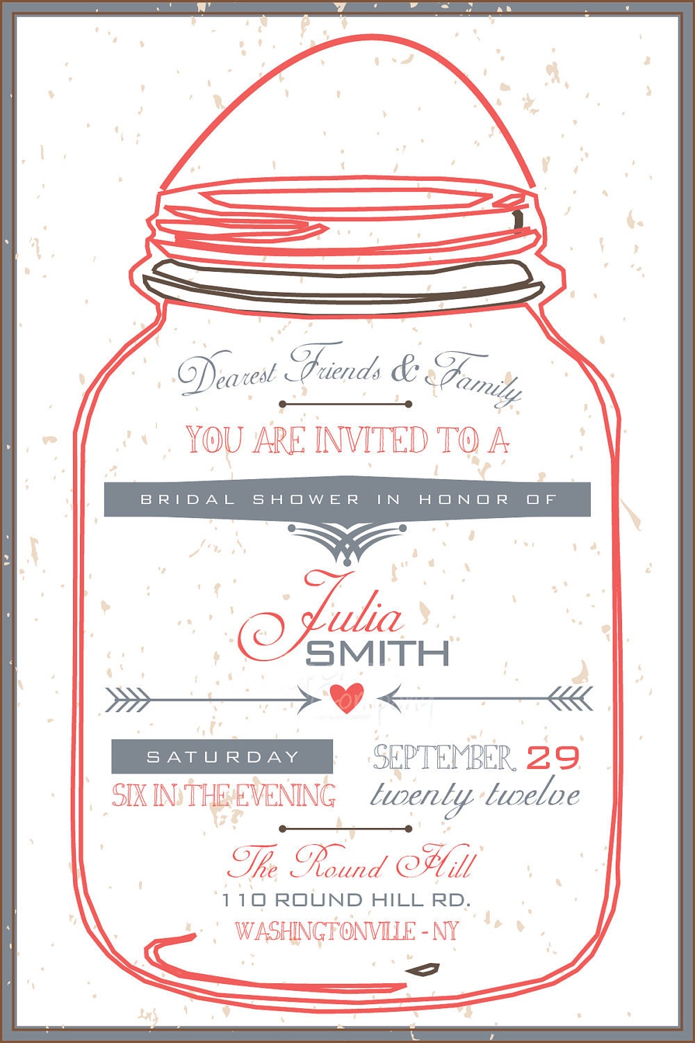 MASON JAR LOVE Couples Shower/Bridal Shower/ Baby Shower Invitation - You Print, diy, Digital File