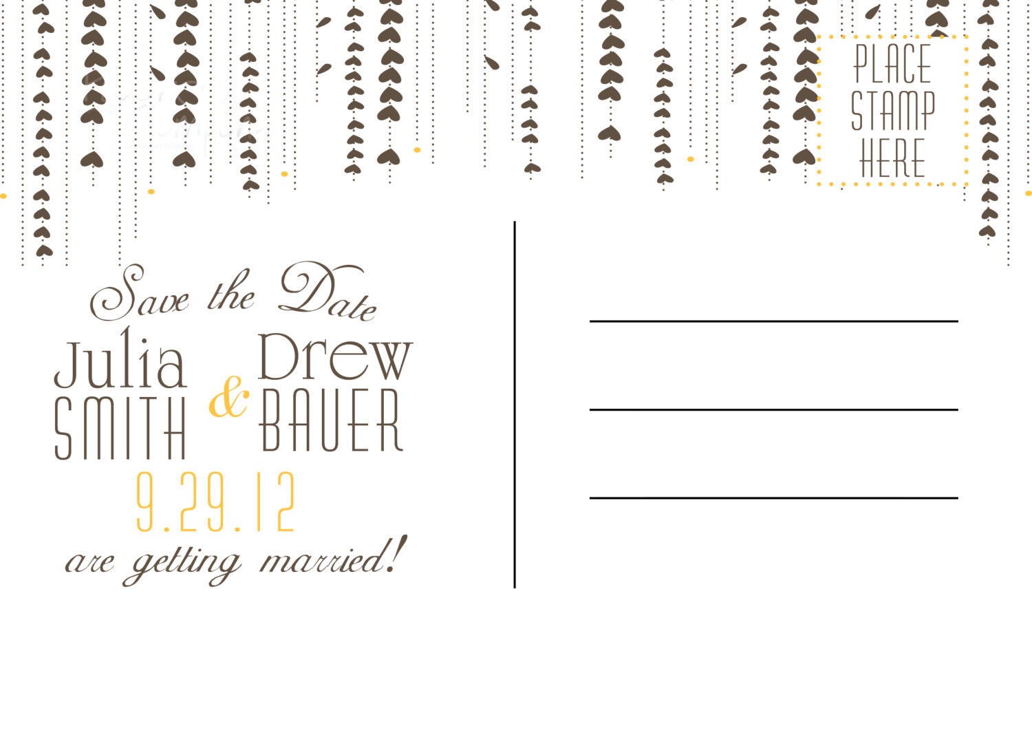 WILLOW TREE Postcard Wedding Save the Date, Printable DIY
