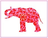 Pink and Red Elephant Giclee 8x10 - thepinkpagoda