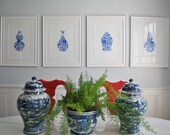 Blue and White Floral Chinoiserie Vase 4 11x14 Giclee