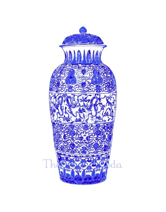 Blue and White Ginger Jar Chinoiserie 11x14 Giclee