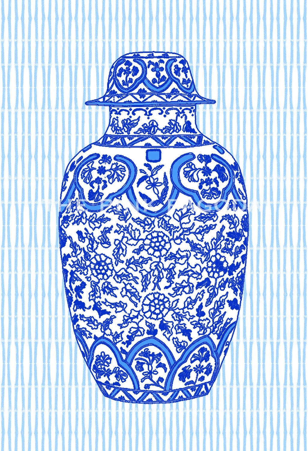 Blue Ming Chinoiserie Ginger Jar Giclee 13x19