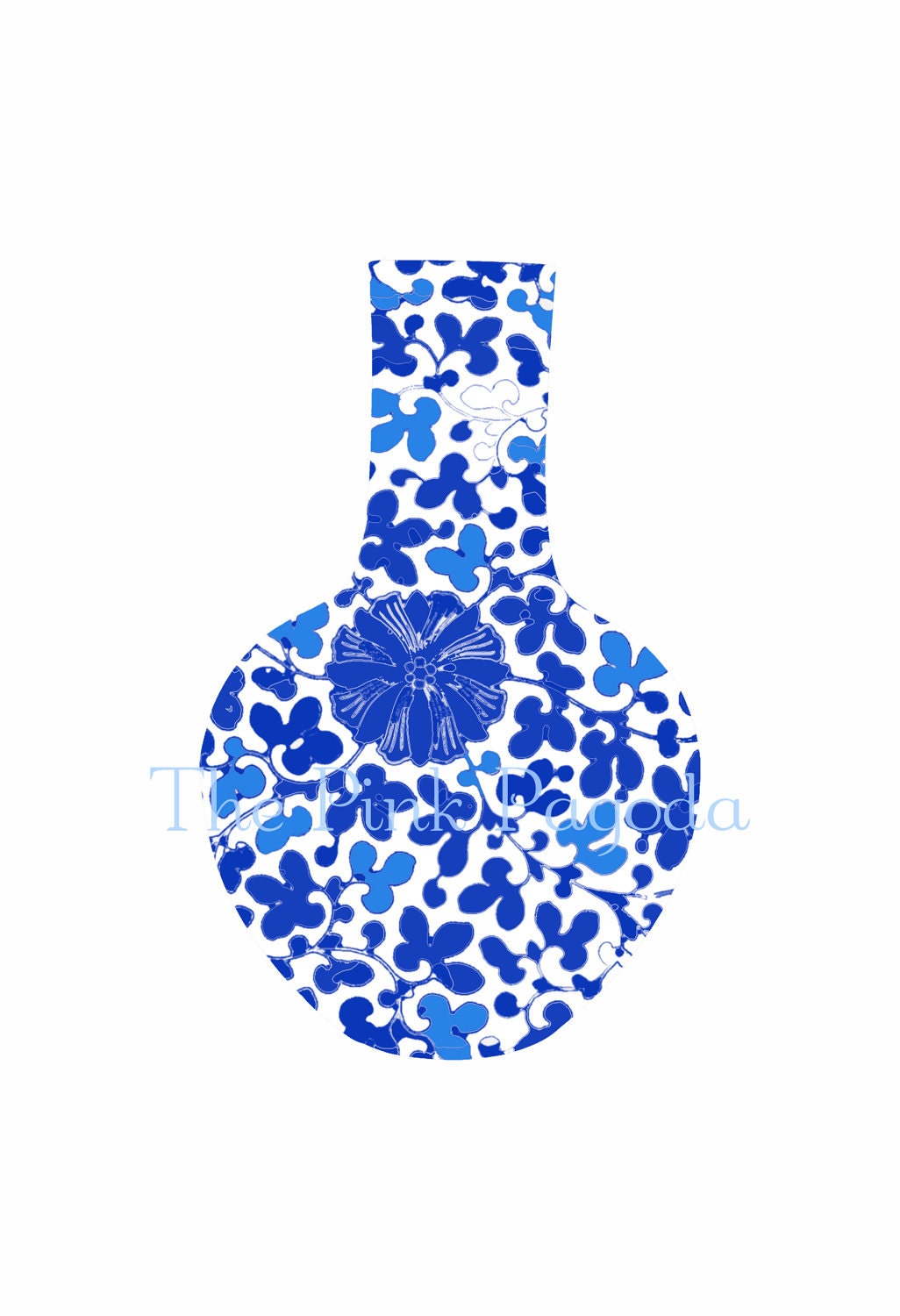 Blue and White Floral Chinoiserie Vase 7 11x14 Giclee