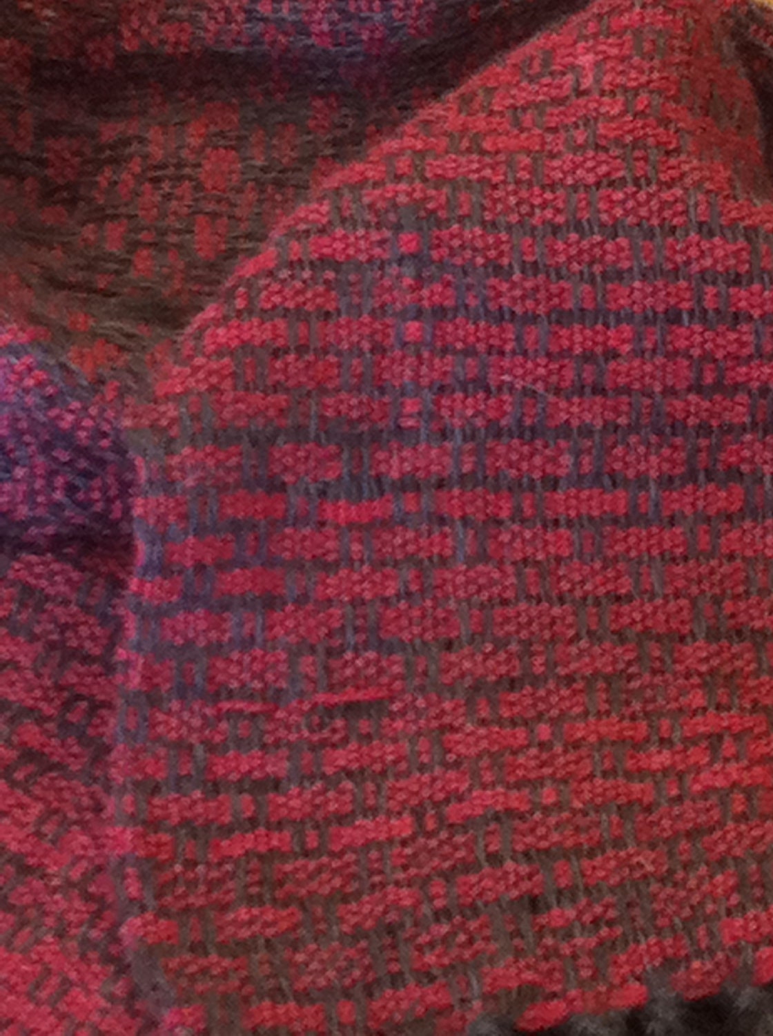 Hand Woven Scarf Red Scarf Woven Alpaca Scarf with Silk made in Colorado