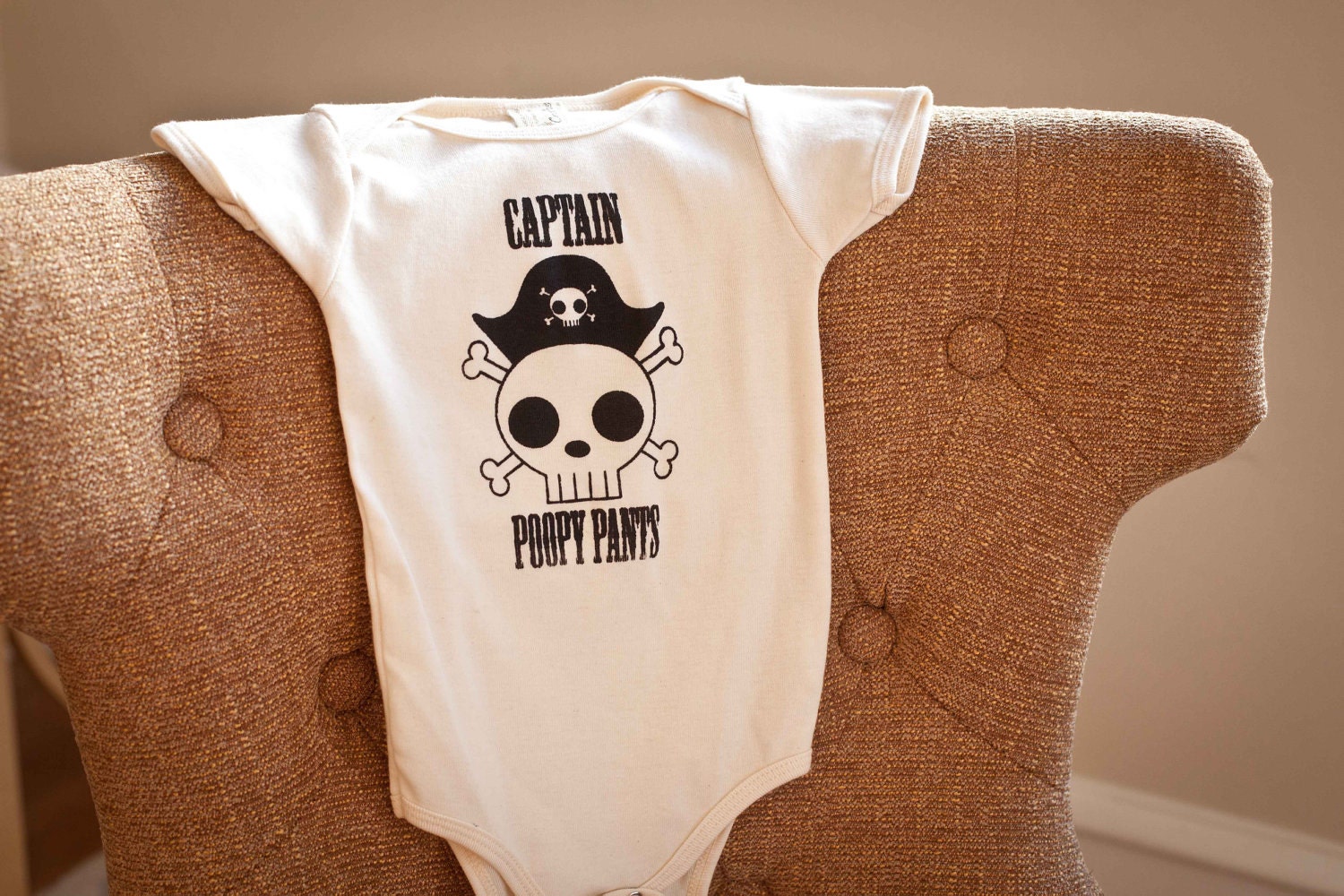 Organic Cotton Onesie Captain Poopy Pants - size 12-18 months